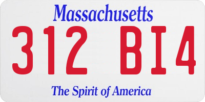 MA license plate 312BI4