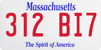 MA license plate 312BI7
