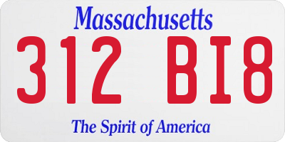 MA license plate 312BI8