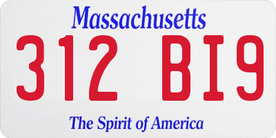 MA license plate 312BI9