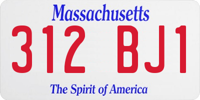 MA license plate 312BJ1
