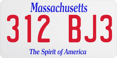 MA license plate 312BJ3