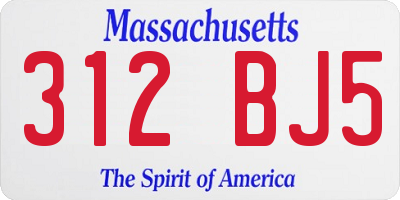 MA license plate 312BJ5