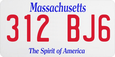 MA license plate 312BJ6
