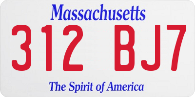 MA license plate 312BJ7