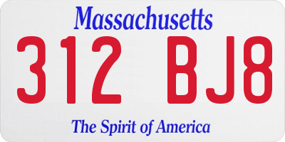 MA license plate 312BJ8