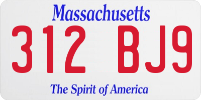MA license plate 312BJ9
