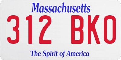 MA license plate 312BK0