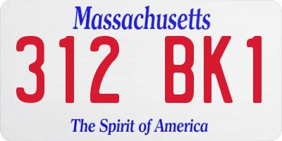 MA license plate 312BK1