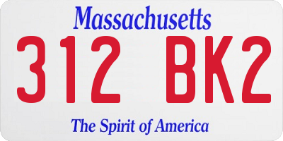 MA license plate 312BK2
