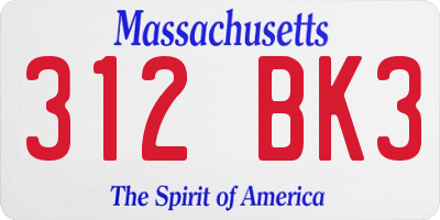 MA license plate 312BK3