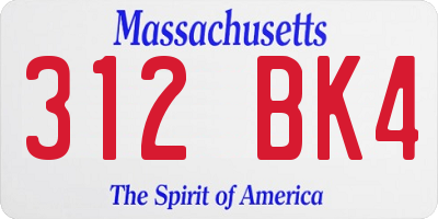 MA license plate 312BK4