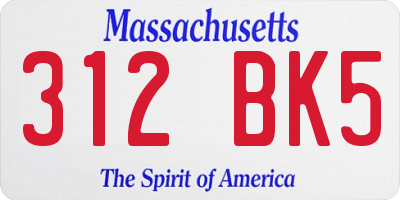 MA license plate 312BK5