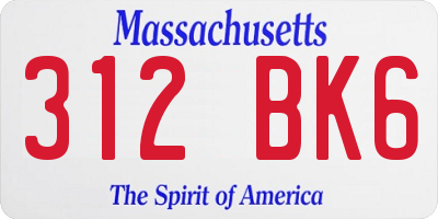 MA license plate 312BK6