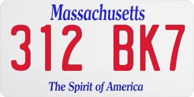MA license plate 312BK7