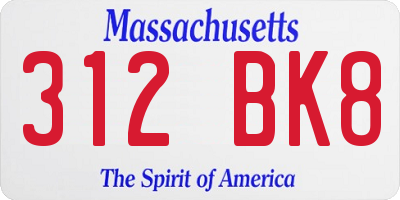 MA license plate 312BK8