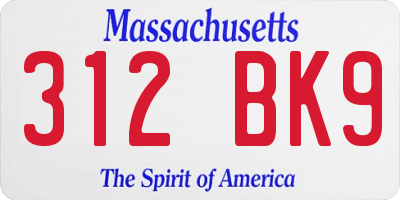 MA license plate 312BK9