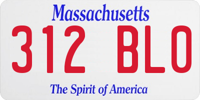MA license plate 312BL0
