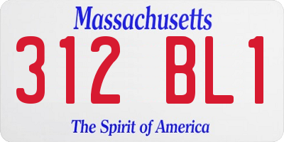 MA license plate 312BL1