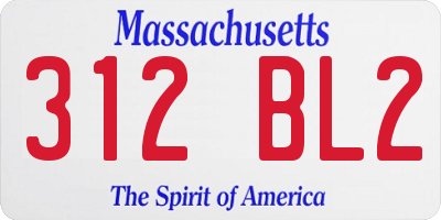 MA license plate 312BL2