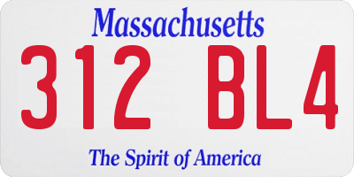 MA license plate 312BL4