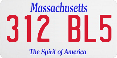 MA license plate 312BL5
