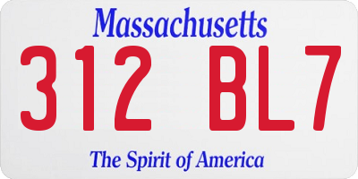 MA license plate 312BL7