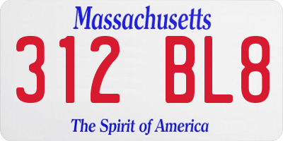 MA license plate 312BL8