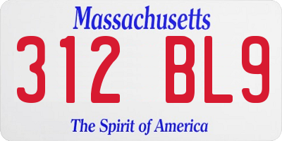 MA license plate 312BL9