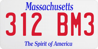 MA license plate 312BM3