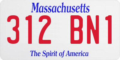 MA license plate 312BN1