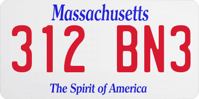 MA license plate 312BN3