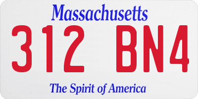 MA license plate 312BN4