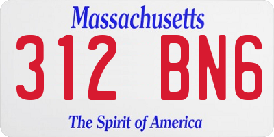 MA license plate 312BN6