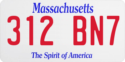 MA license plate 312BN7