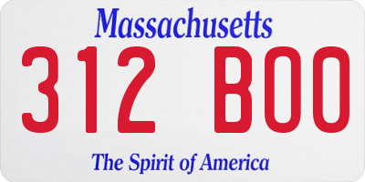 MA license plate 312BO0