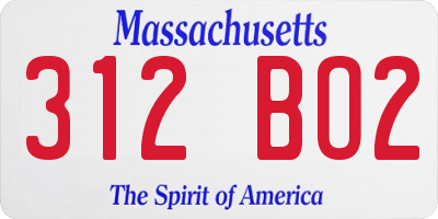MA license plate 312BO2