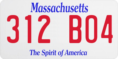 MA license plate 312BO4