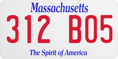MA license plate 312BO5
