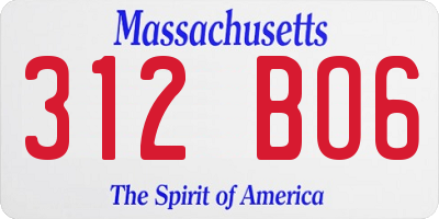MA license plate 312BO6
