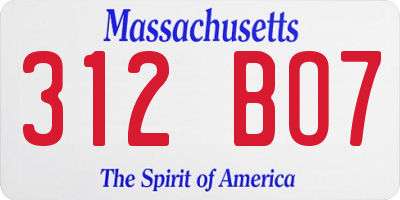 MA license plate 312BO7