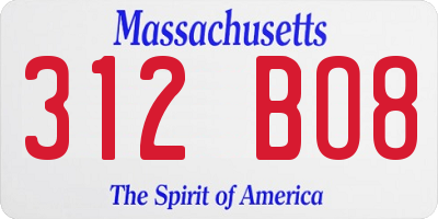 MA license plate 312BO8