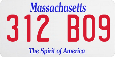 MA license plate 312BO9