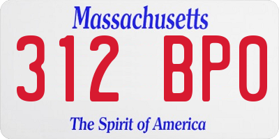 MA license plate 312BP0
