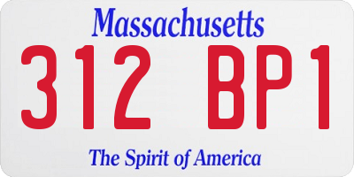 MA license plate 312BP1