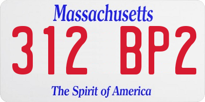 MA license plate 312BP2