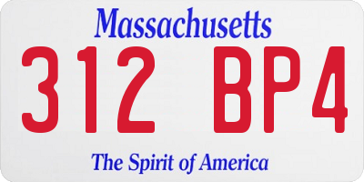 MA license plate 312BP4