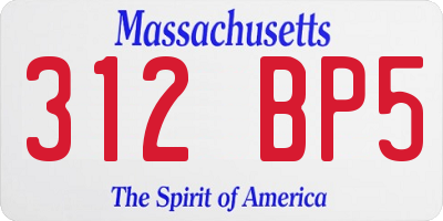 MA license plate 312BP5