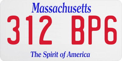 MA license plate 312BP6