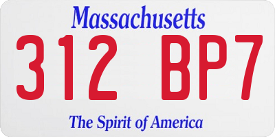 MA license plate 312BP7